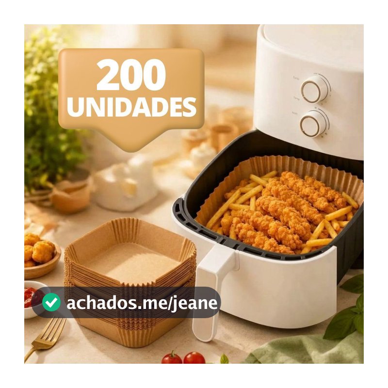 Formas Descartáveis 200 Unidades Para Air Fryer em Papel Forneavél Para Fornos e Microondas
