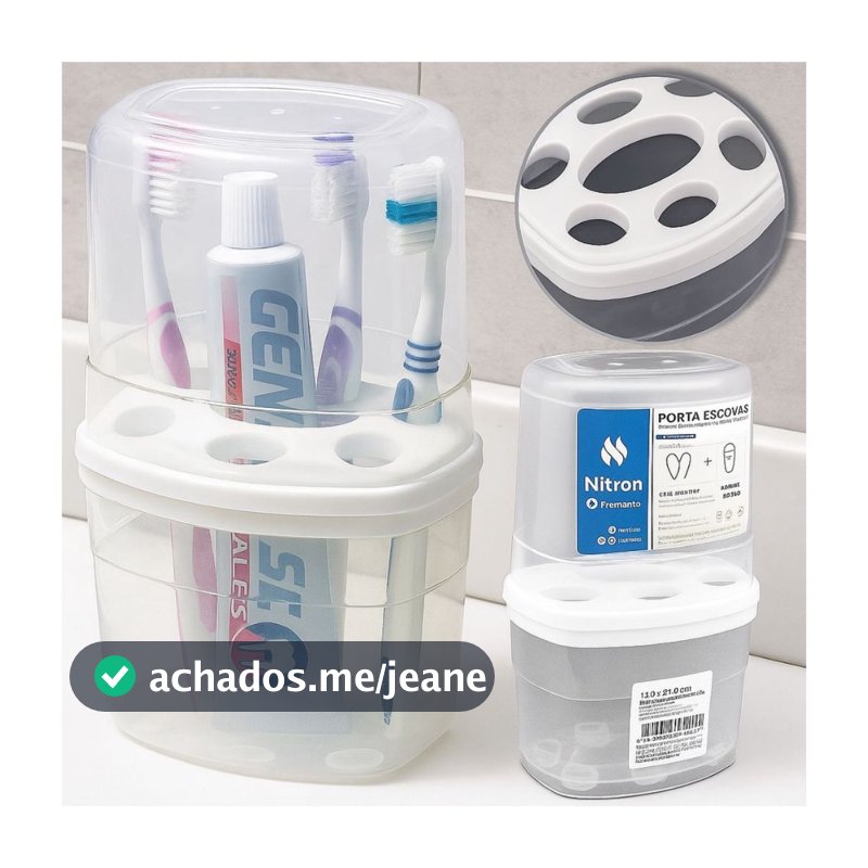 Porta Escova De Dente Com Tampa C/ 6 Divisória Plástico Coisas Para Banheiro Decoração Suporte