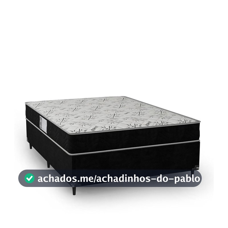 Cama Box Casal + Colchão D33 One Face - Suede Preto - e-Shop Casa