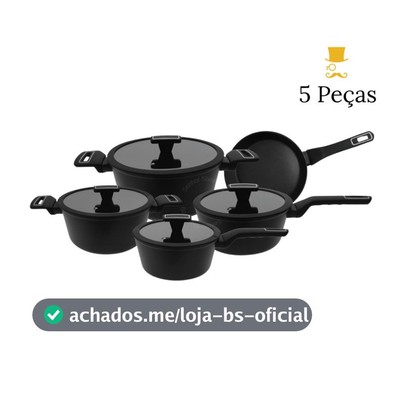 Jogo De Panelas 5 Peças Por Indução Com Revestimento Antiaderente Cerâmico Soft Touch - Premium