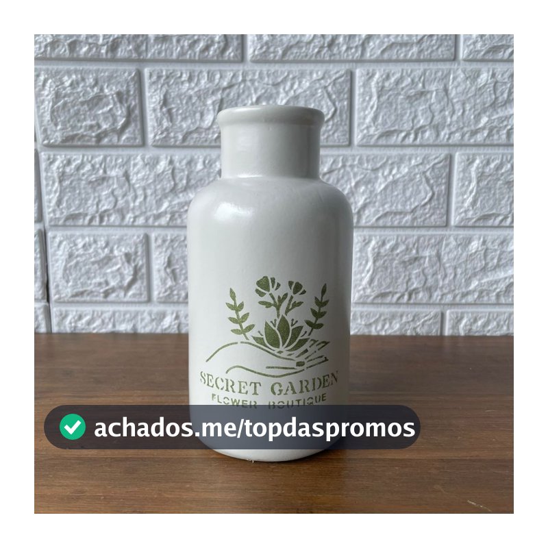 Vaso Decorativo Cerâmica Estilo Milk Vintage Garden / Secret Garden / Jardim Botânico Off White 10X10X19(CxLxA)