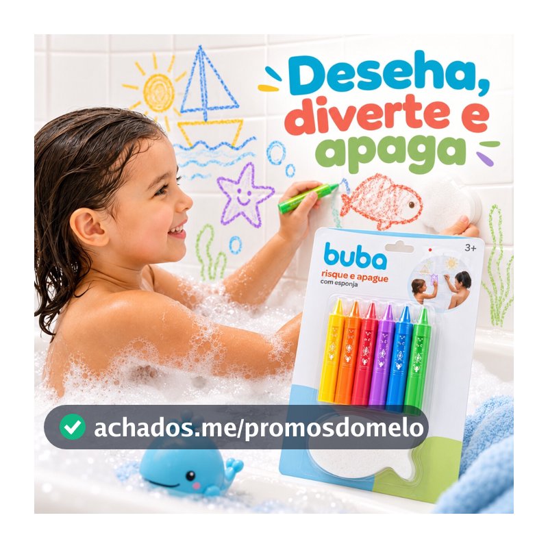 Brinquedo Criativo Infantil Buba para Banho Risque e Apague com Esponja
