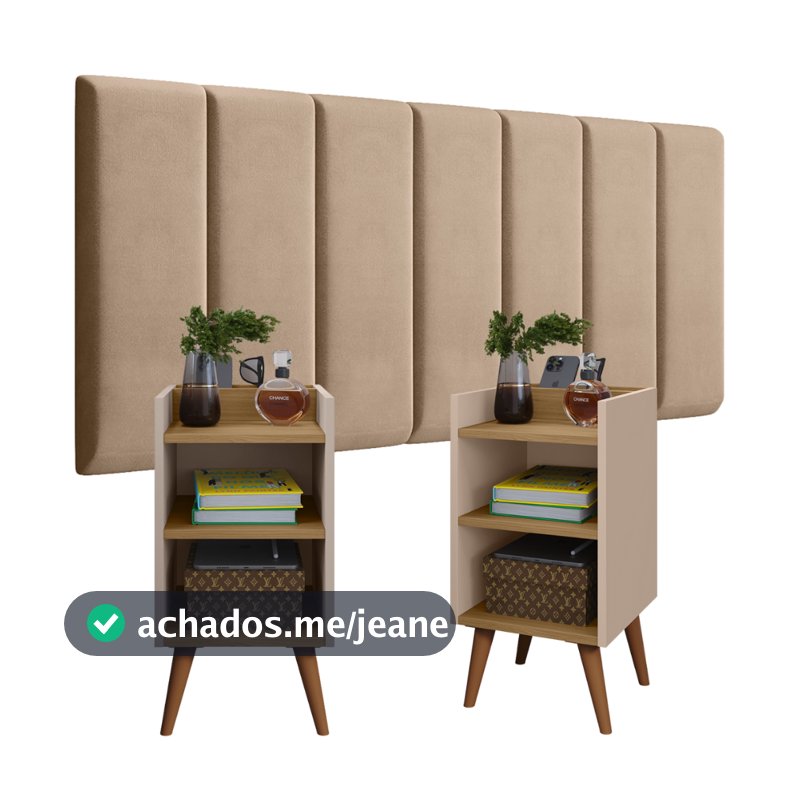 Conjunto 2 Mesa de Cabeceira MAX Modulada Adesiva Cabeceira Quarto Estofada Julia 0,90 /1.40 /1,60 /1,95