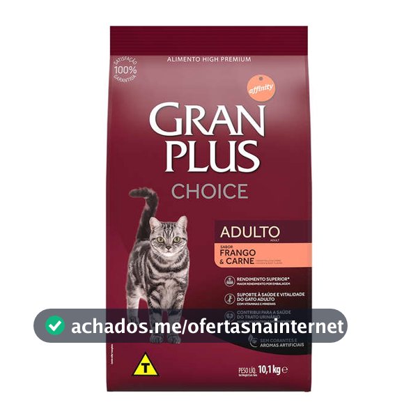 Ração GranPlus Choice Frango e Carne para Gatos Adultos 10,1kg