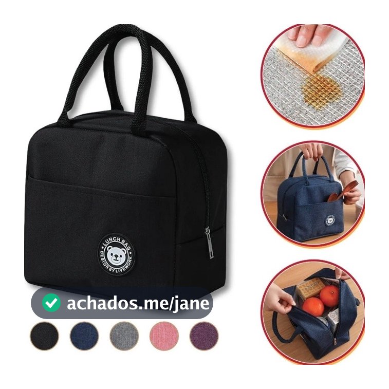 Bolsa Térmica Portátil de Mão Lancheira Marmita Viagem Piquenique Prático