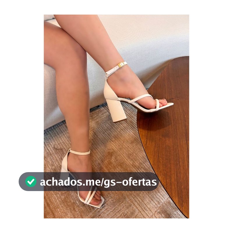 Sandália Feminina Com Tira Cruzada Salto Bloco