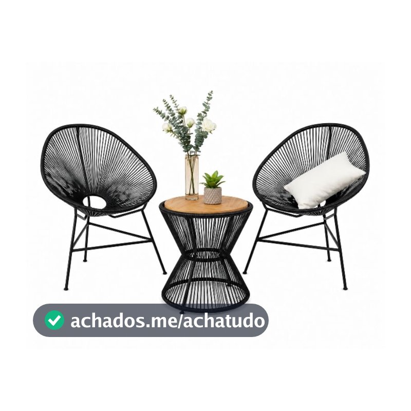 kit Varanda 2 Cadeira Acapulco +Mesa Ampulheta Fibra Sintética
