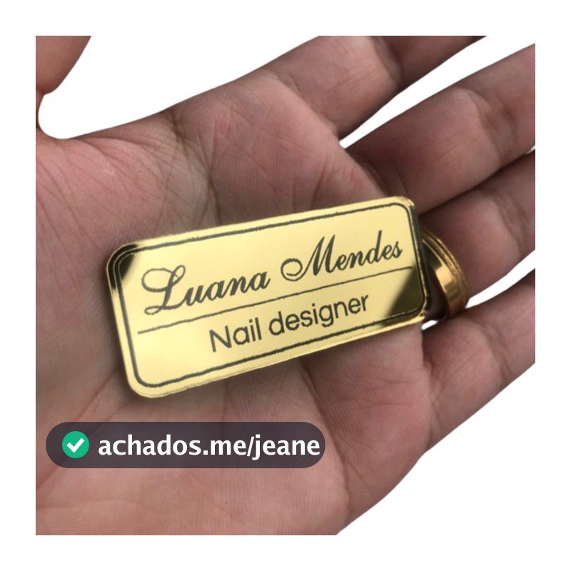 Broche Personalizado Dourado, Prata e Rose Com Nome + Profissão