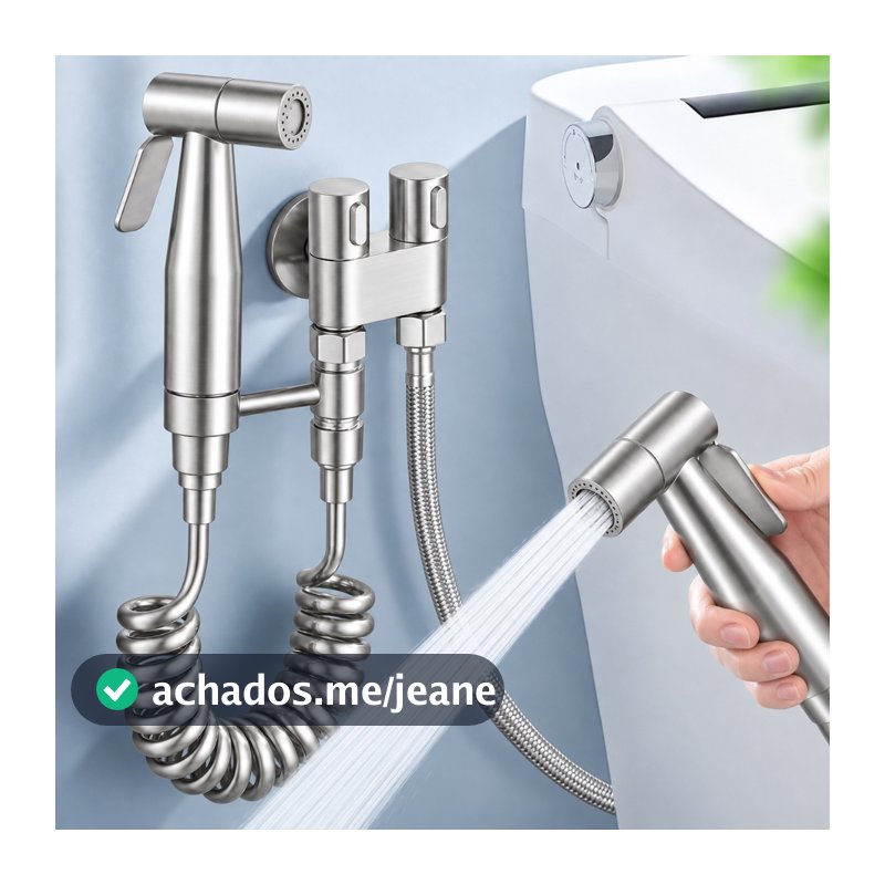 Chuveirinho Kit Banheiro premium Ducha Higiênica Com Registro Torneira Dupla em Metal Abs Para Banheiro Lavado Aço