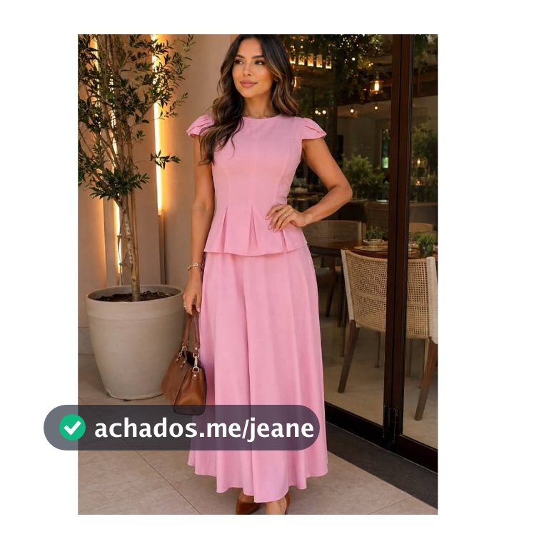 Conjunto Ayla Feminino LOUIS TWILL Blusa Peplum com Saia Longa Elegante Preto P ao GG