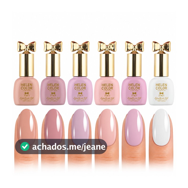 Helen Color Kit 6 Esmaltes 3 Em 1 Top Coat Base Uv/led 60ml