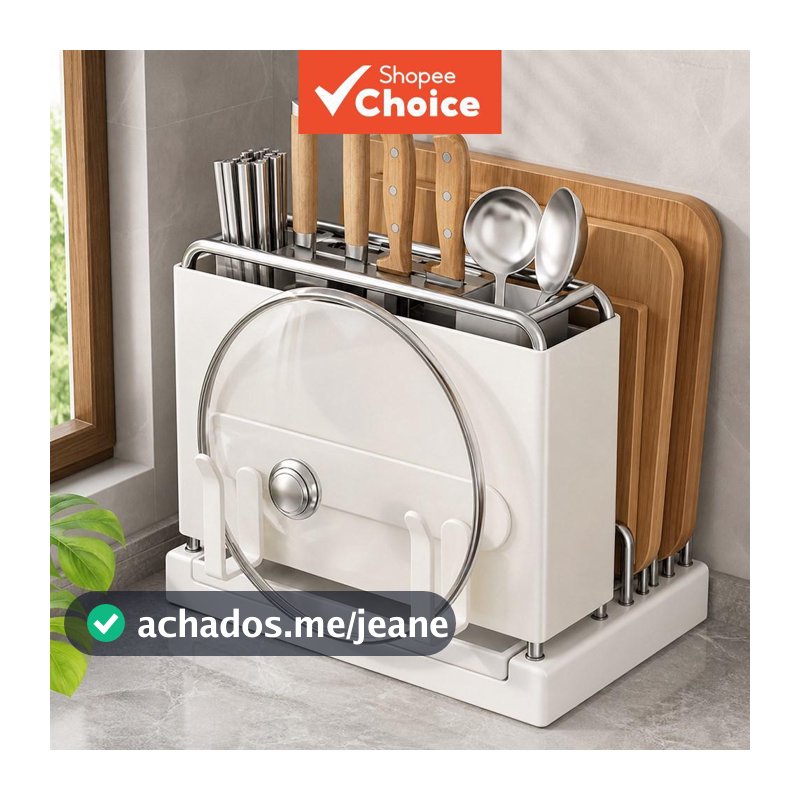 Tábua De Corte De Faca De Cozinha , Pauzinho E Tampa De Panela , Rack Organizador Com Bandeja De Drenagem , Base Ou Conj