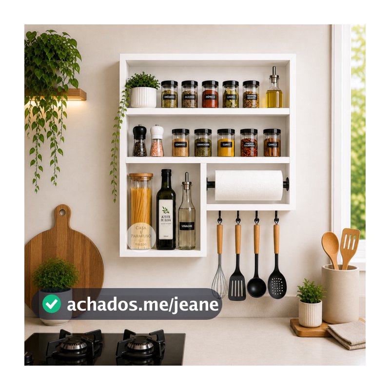 Nicho de Cozinha Porta Tempero com Gancho prateleira  (13)