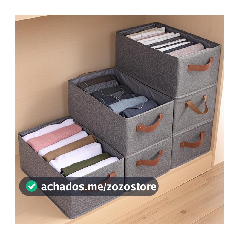 KIT 2/3/4/5 Cesto Organizador de Guarda Roupas Reforçado Caixa para Armazenar Multiuso Rígido