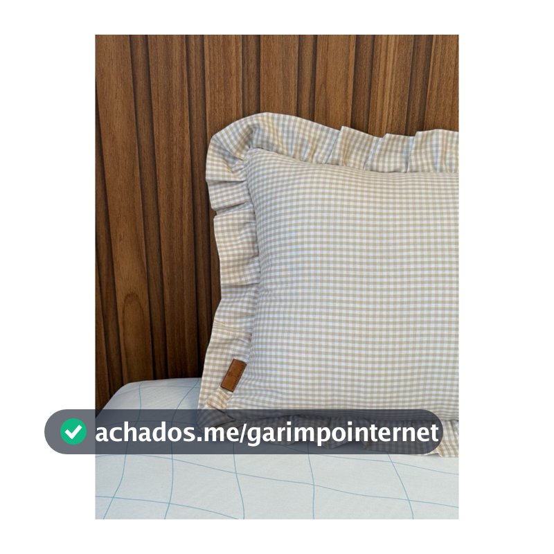 Kit DUAS (2) Almofadas Com Enchimento Babados Xadrez 100% Algodão Baguete 50x30