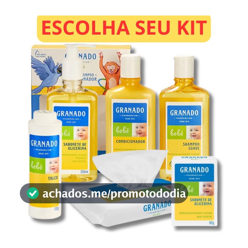 Kit Banho Granado Bebê Shampoo Condicionador Sabonete Talco Toalha Lenço Umedecido Tradicional mamãe