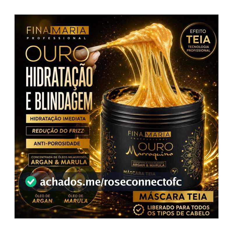 ULTRA HIDRATAÇÃO EFEITO TEIA COM ÓLEOS MARROQUINOS - OURO MARROQUINO - FINA MARIA PROFISSIONAL