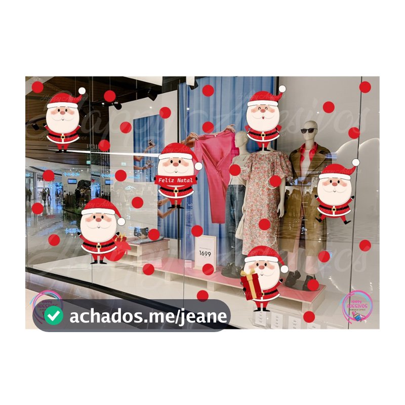 Adesivo Vitrine Natalina Decoração Loja Comércio Natal Papai Noel Colante Vidro Decorativo Fim Ano