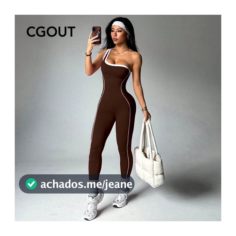 Macacão de um ombro com cor contrastante para ioga, macacão Skinny para mulheres, Fitness, esportivo
