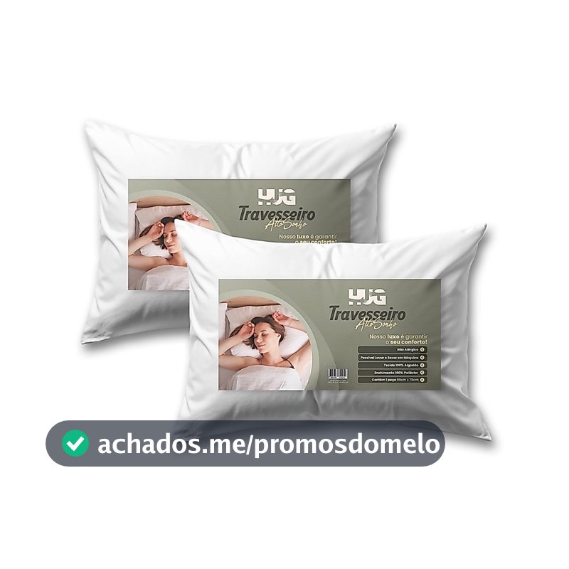 Kit 02 Travesseiro Alto Sonho Extra Macio Alto Capa Premium