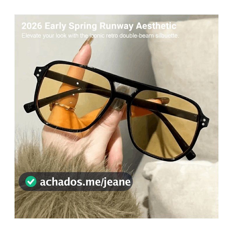 Óculos De Sol Retrô De Feixe Duplo , Armação Grande , Proteção UV , Lentes Oceânicas , Moda Minimalista , Unissex