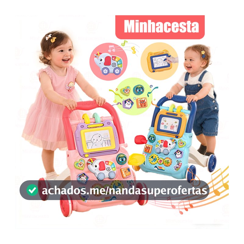 Andador Didático Bebê Empurrador Musical Didático Educativo Quadro Magico Educativo Infantil Baby-P20