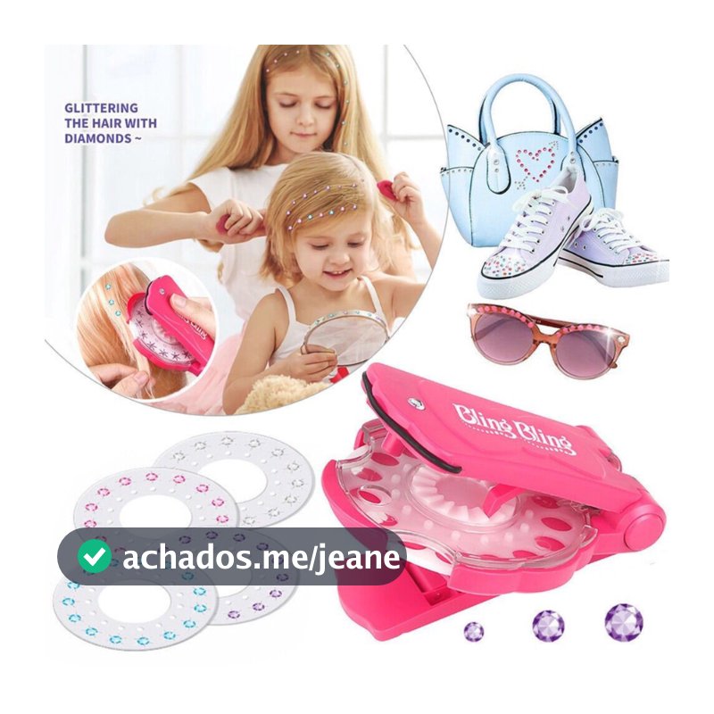 Máquina Grampeadora de Joias Bling Diamond Adesivas Para Cabelo com 180 Gemas