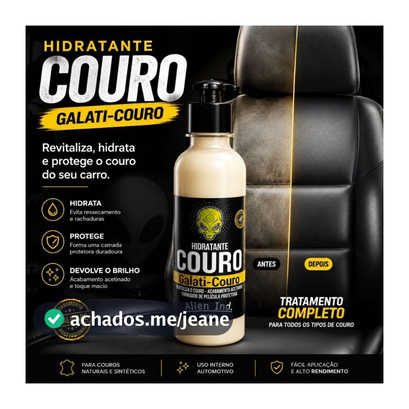 Hidratante De Couro Automotivo GalatiCouro Alien Ind Toque Seco Renova Hidrata Protege Brilho Intenso