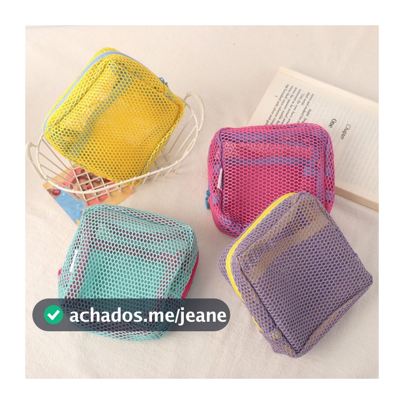Bolsa De Maquiagem Dopamina Color Mesh Organizador De Viagem De Grande Capacidade , Perfeita Para Armazenar Cosméticos