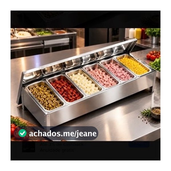 Condimentadora Inox Pizzaiolo Pizza Alimentos Temperos 6 Cubas Alumínio 750ML