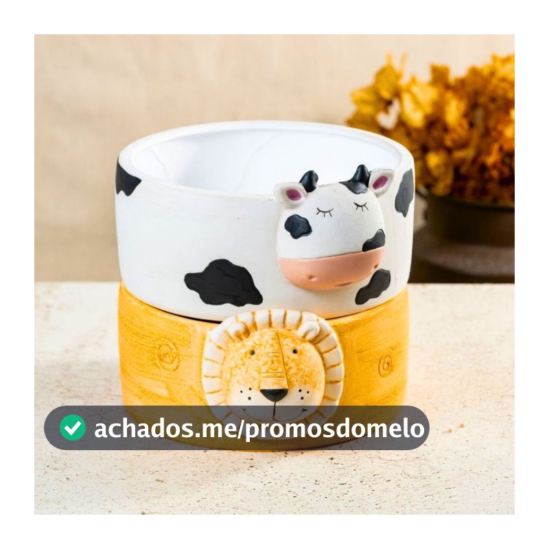 Vaso Redondo Bacia Animais Ovelha Leão Vaca Decoração