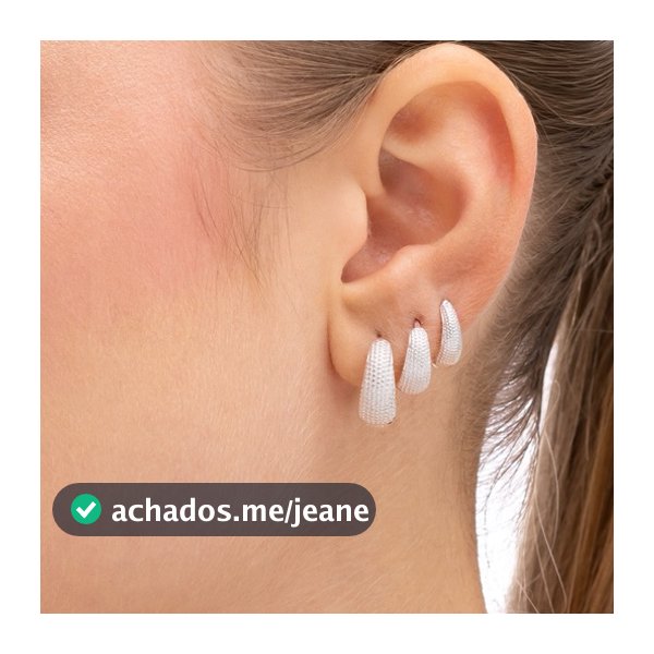 Trio Argolas Click Brinco Feminino Prata 925 Legítima Craquelada Redonda Mania De Madame