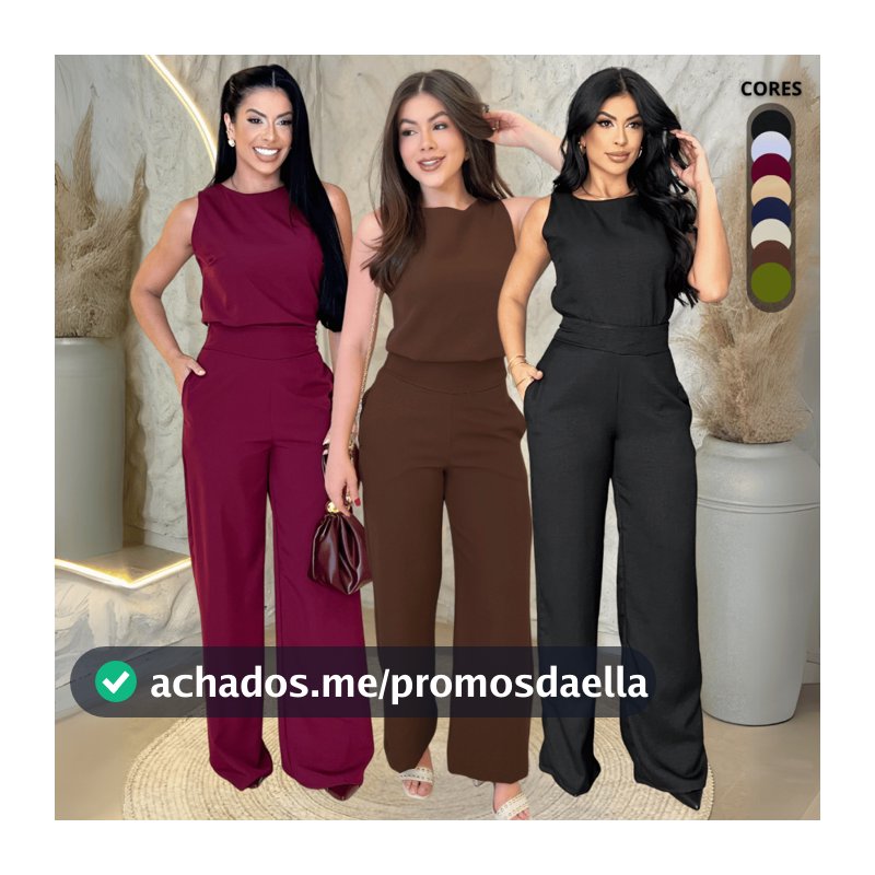 Conjunto Feminino Elegante Calça Pantalona e Blusa Feminina Tendência Moda Social