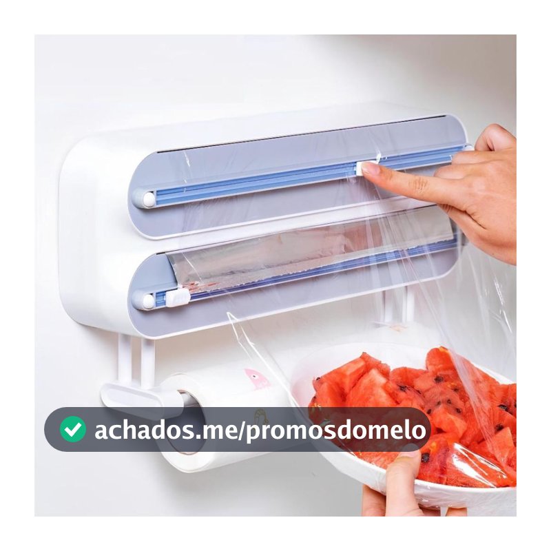 Porta Papel Filme Alumínio Dispenser 3 Em 1 Cortador Duplo.XHL_HOME