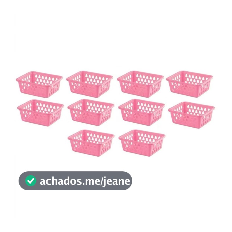 Kit com 10 cestinhas Plasticas Organizadoras Lembrancinhas Aniversario,Gavetas,Armarios,Maquiagem Menina Rosa 16x12x6cm