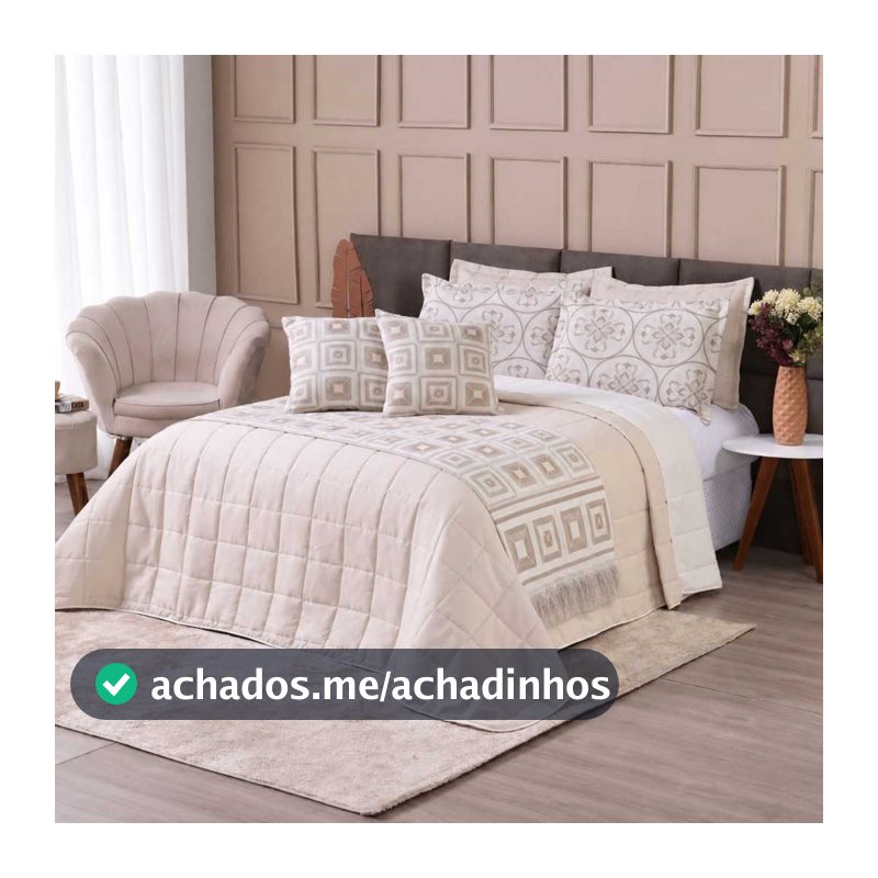 Kit Cobre Leito Casal Queen 6 Peças Thaeme Franja Sem Enchimentos 2,60mx2,50m