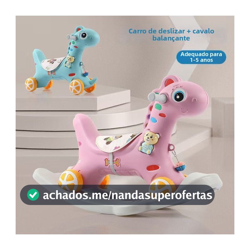 Carrinho de Bebê Cavalinho de Balanço 2 em 1 - Brinquedo Multifuncional de Pônei--3602