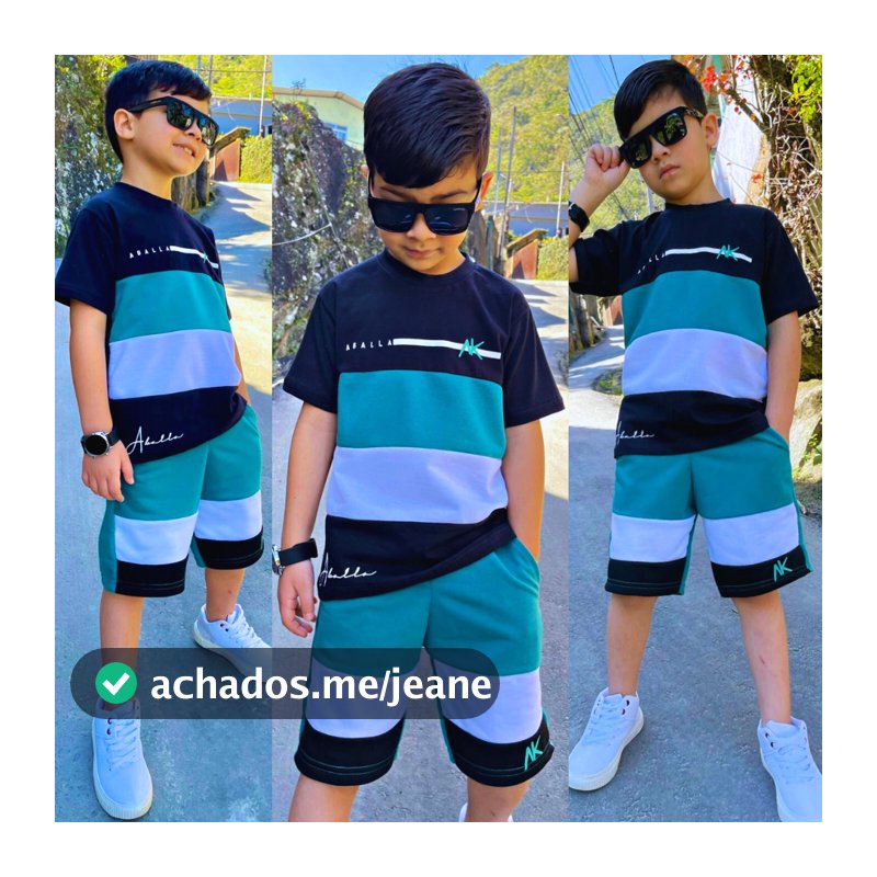 Conjunto Infantil Masculino Kit Camiseta Bermuda Roupa de Menino Top de Linha