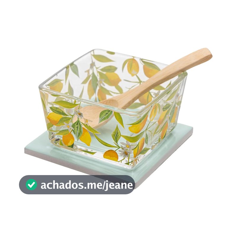Petisqueira Com Colher E Suporte Limão Siciliano 12cmx10cm Lyor