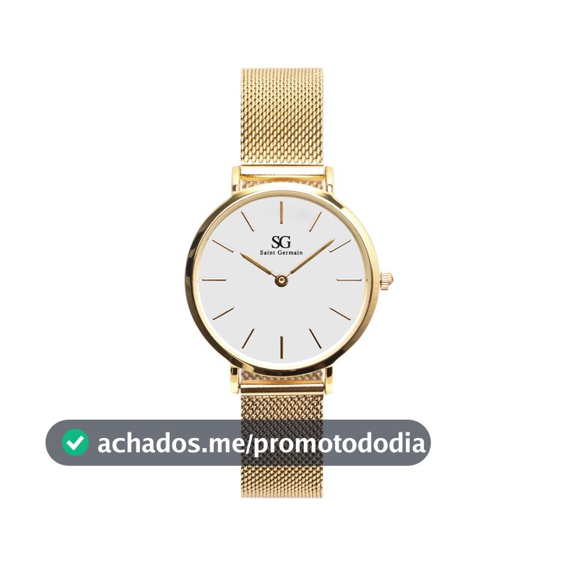 Relógio Feminino Dourado Saint Germain Chelsea Gold 32mm Fundo Branco