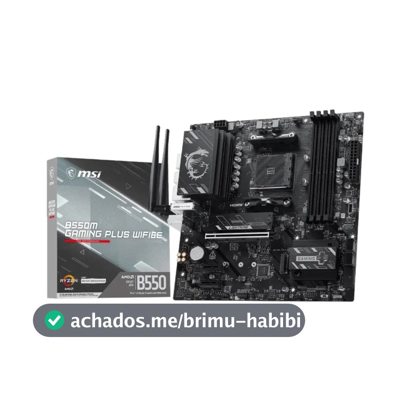 PLACA MÃE MSI B550M GAMING PLUS WIFI 6E, AMD AM4, MATX, WF/BLT, DDR4, BLACK