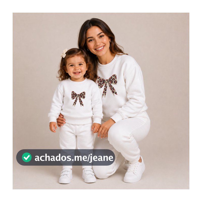Kit 2 Moletons blusas de moletom tal mae tal filha Laço Gravatinha Moletom Gola Redonda Blogueira Infantil