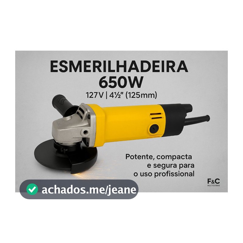 Esmerilhadeira Profissional Potente 4 12 Polegadas 650W 127V Uso Residencial Industrial
