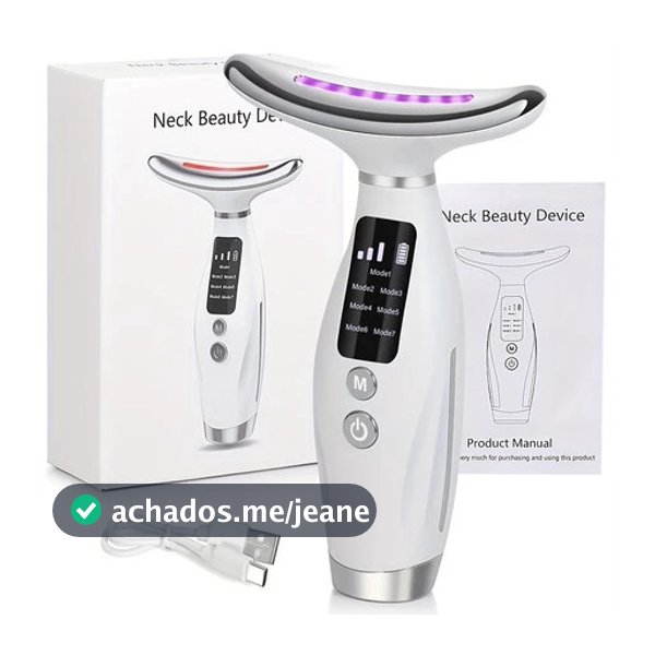 Massageador De Pele Firmeza Pescoço Led de 7 Modos Massageador Portátil Beleza para Rosto e Pescoço