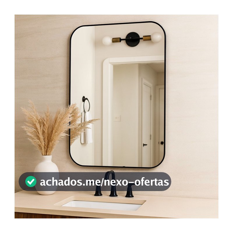 Espelho Decorativo Retangular 60x40cm Sala Quarto Banheiro Espelho com Moldura