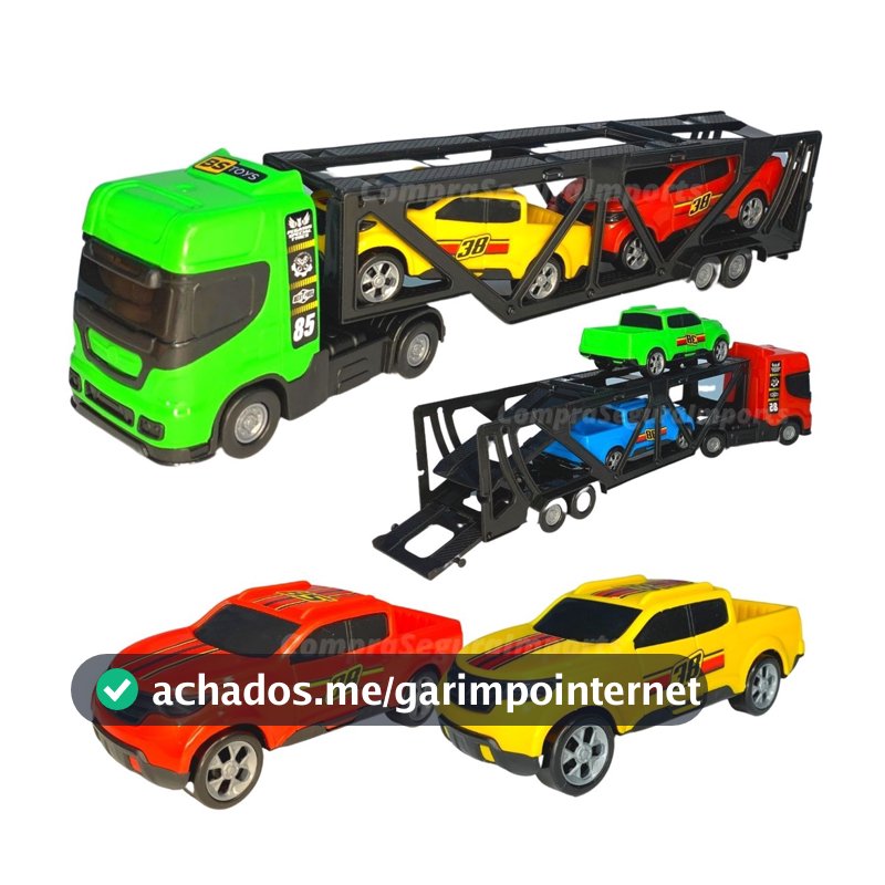 Caminhão Cegonha De Brinquedo Grande Com Vários Carrinhos