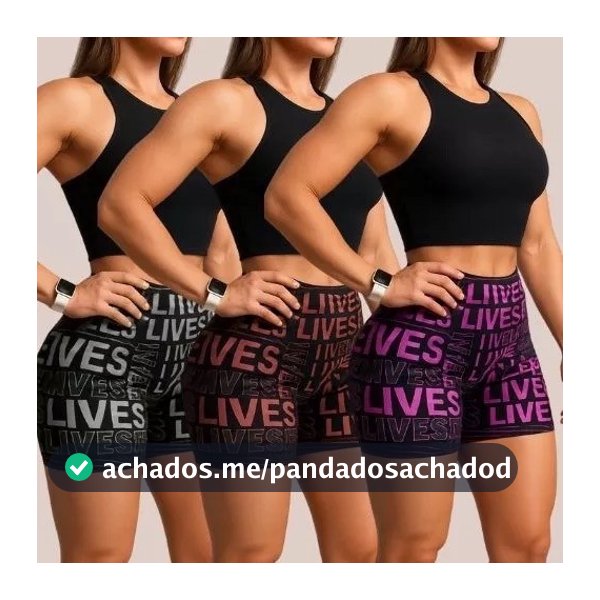 Kit 3 Shorts Feminino Suplex Fitness Meia Coxa Academia Crossfit Degrade Verão