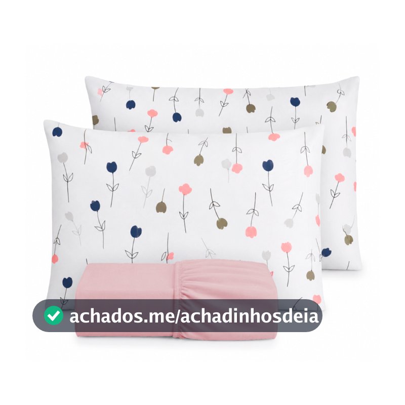 Kit Jogo de Lençol Liso Fronha Estampada 200 Fio 100% Algodão Extra Macio Com Elástico