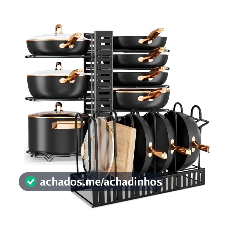 Organizador de Panelas Armário Suporte Ajustável De 8 Camadas Com 3 Métodos