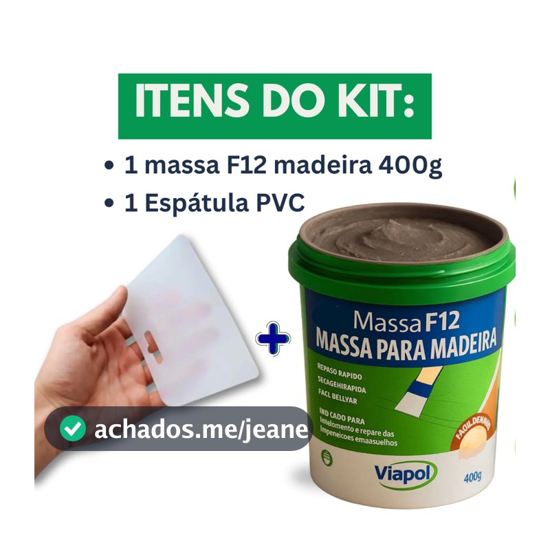 Kit Massa para Correção de Madeira Viapol F12 + Espátula pvc